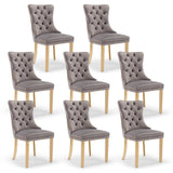 NNEDSZ AADEN 8x Velvet Dining Chairs with Golden Metal Legs-Grey