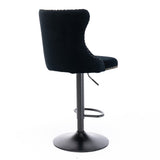 NNEDSZ 4x Height Adjustable Swivel Bar Stool Velvet Nailhead Barstool with Footrest