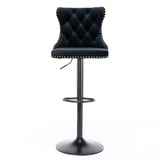 NNEDSZ 4x Height Adjustable Swivel Bar Stool Velvet Nailhead Barstool with Footrest