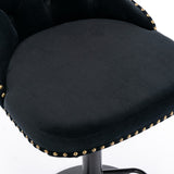NNEDSZ 4x Height Adjustable Swivel Bar Stool Velvet Nailhead Barstool with Footrest