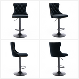 NNEDSZ 4x Height Adjustable Swivel Bar Stool Velvet Nailhead Barstool with Footrest