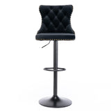 NNEDSZ 2x Height Adjustable Swivel Bar Stool Velvet Nailhead Barstool with Footrest