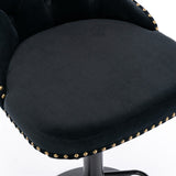NNEDSZ 2x Height Adjustable Swivel Bar Stool Velvet Nailhead Barstool with Footrest