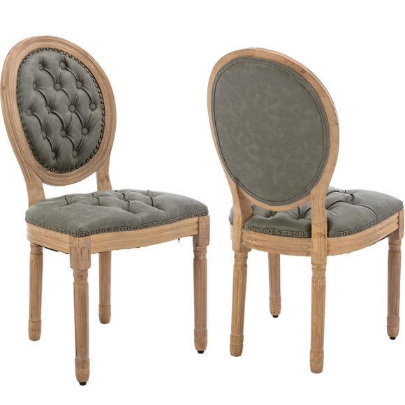 NNEDSZ AADEN 2x Velvet Faux Leather Dining Chairs with Solid Wood Legs-Pine Green