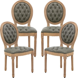 NNEDSZ AADEN 4x Velvet Faux Leather Dining Chairs with Solid Wood Legs-Pine Green