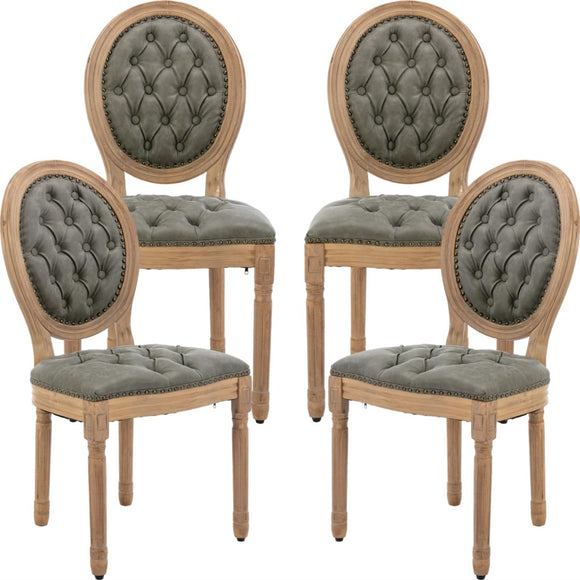 NNEDSZ AADEN 4x Velvet Faux Leather Dining Chairs with Solid Wood Legs-Pine Green