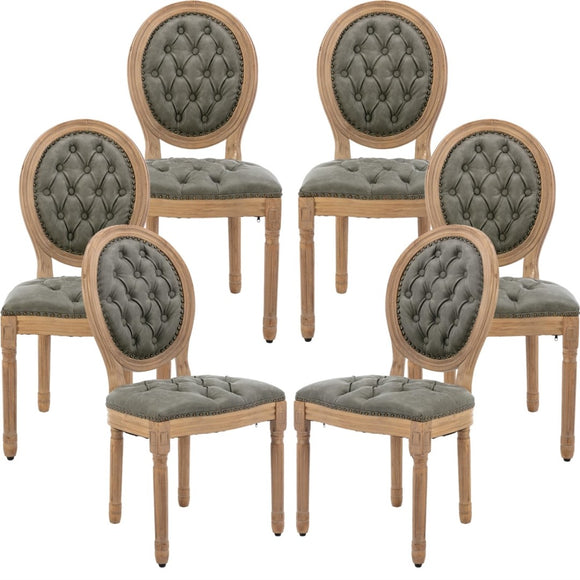 NNEDSZ AADEN 6x Velvet Faux Leather Dining Chairs with Solid Wood Legs-Pine Green