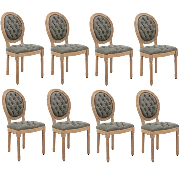NNEDSZ AADEN 8x Velvet Faux Leather Dining Chairs with Solid Wood Legs-Pine Green