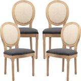 NNEDSZ AADEN 4x Rattan Dining Chairs with Solid Wood Legs- Grey
