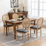NNEDSZ AADEN 4x Rattan Dining Chairs with Solid Wood Legs- Grey