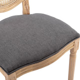 NNEDSZ AADEN 6x Rattan Dining Chairs with Solid Wood Legs- Grey