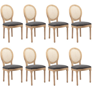 NNEDSZ AADEN 8x Rattan Dining Chairs with Solid Wood Legs- Grey