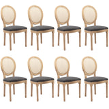 NNEDSZ AADEN 8x Rattan Dining Chairs with Solid Wood Legs- Grey