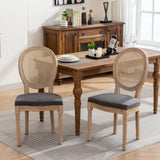 NNEDSZ AADEN 8x Rattan Dining Chairs with Solid Wood Legs- Grey