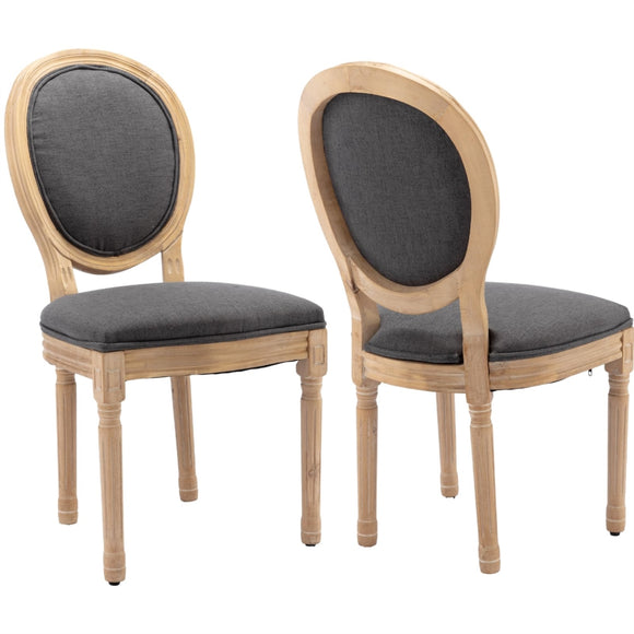 NNEDSZ AADEN 2x Linen Dining Chairs with Solid Wood Legs- Grey