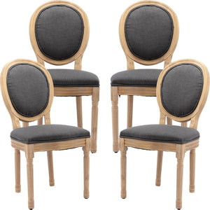 NNEDSZ AADEN 4x Linen Dining Chairs with Solid Wood Legs- Grey