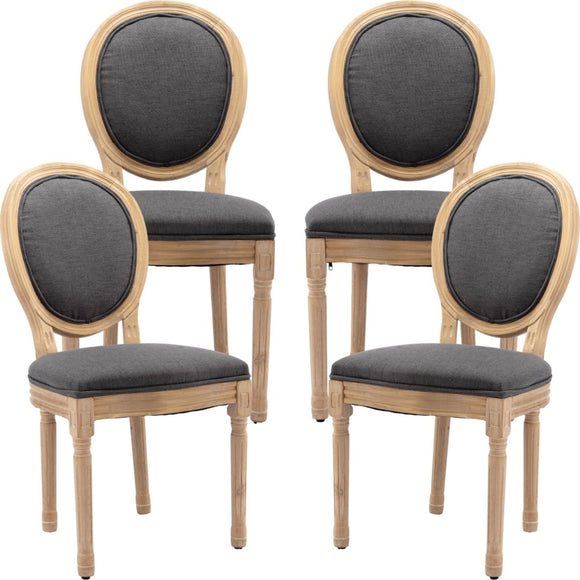 NNEDSZ AADEN 4x Linen Dining Chairs with Solid Wood Legs- Grey