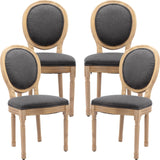 NNEDSZ AADEN 4x Linen Dining Chairs with Solid Wood Legs- Grey