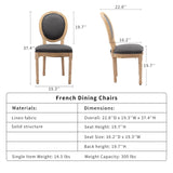 NNEDSZ AADEN 4x Linen Dining Chairs with Solid Wood Legs- Grey