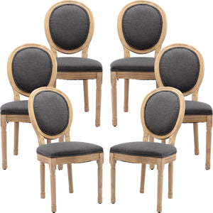 NNEDSZ AADEN 6x Linen Dining Chairs with Solid Wood Legs- Grey