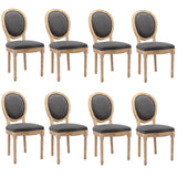 NNEDSZ 8x Linen Dining Chairs with Solid Wood Legs- Grey