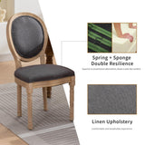NNEDSZ 8x Linen Dining Chairs with Solid Wood Legs- Grey