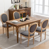 NNEDSZ 8x Linen Dining Chairs with Solid Wood Legs- Grey