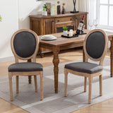 NNEDSZ 8x Linen Dining Chairs with Solid Wood Legs- Grey