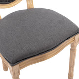 NNEDSZ 8x Linen Dining Chairs with Solid Wood Legs- Grey