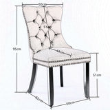 NNEDSZ 8x Velvet Dining Chairs Upholstered Tufted Kithcen Chair with Solid Wood Legs Stud Trim and Ring-Blue