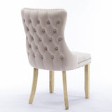 NNEDSZ 4x Velvet Upholstered Dining Chairs Tufted Wingback Side Chair with Studs Trim Solid Wood Legs for Kitchen