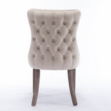 NNEDSZ 4x Velvet Upholstered Dining Chairs Tufted Wingback Side Chair with Studs Trim Solid Wood Legs for Kitchen
