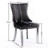 NNEDSZ 4x Velvet Upholstered Dining Chairs Tufted Wingback Side Chair with Studs Trim Solid Wood Legs for Kitchen