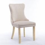 NNEDSZ 8x Velvet Upholstered Dining Chairs Tufted Wingback Side Chair with Studs Trim Solid Wood Legs for Kitchen