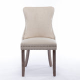 NNEDSZ 8x Velvet Upholstered Dining Chairs Tufted Wingback Side Chair with Studs Trim Solid Wood Legs for Kitchen