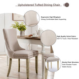 NNEDSZ 8x Velvet Upholstered Dining Chairs Tufted Wingback Side Chair with Studs Trim Solid Wood Legs for Kitchen