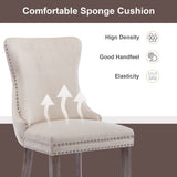 NNEDSZ 8x Velvet Upholstered Dining Chairs Tufted Wingback Side Chair with Studs Trim Solid Wood Legs for Kitchen