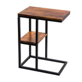 NNEDSZ C-Shaped 2-tier End Table with Anti Slip Base (Walnut)