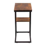 NNEDSZ C-Shaped 2-tier End Table with Anti Slip Base (Walnut)