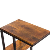 NNEDSZ C-Shaped 2-tier End Table with Anti Slip Base (Walnut)