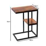 NNEDSZ C-Shaped 2-tier End Table with Anti Slip Base (Walnut)