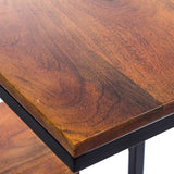 NNEDSZ C-Shaped 2-tier End Table with Anti Slip Base (Walnut)