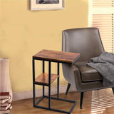 NNEDSZ C-Shaped 2-tier End Table with Anti Slip Base (Walnut)
