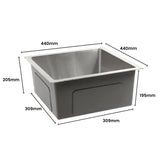 NNEDSZ Amirra Kitchen Stainless Steel Sink 440mm x 440mm Smooth coated Silver