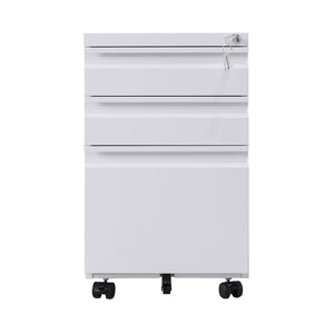 NNEDSZ 3 Drawer Mobile File Cabinet with Lock (White)