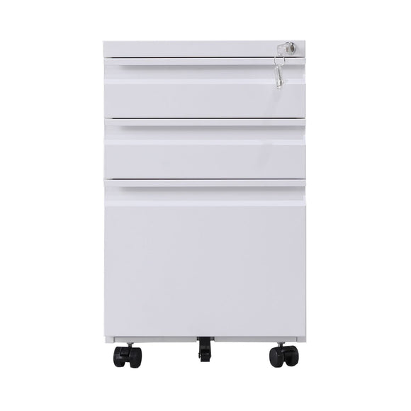 NNEDSZ 3 Drawer Mobile File Cabinet with Lock (White)