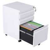 NNEDSZ 3 Drawer Mobile File Cabinet with Lock (White)