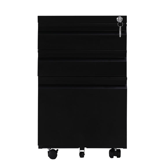 NNEDSZ 3 Drawer Mobile File Cabinet with Lock (Black)