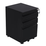 NNEDSZ 3 Drawer Mobile File Cabinet with Lock (Black)