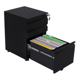 NNEDSZ 3 Drawer Mobile File Cabinet with Lock (Black)